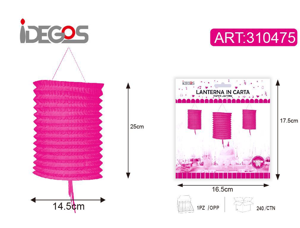 ACCESSORI FESTA LANTERNA FISARMONICADI CARTA 20CM 60G 1PZ MAGENTA