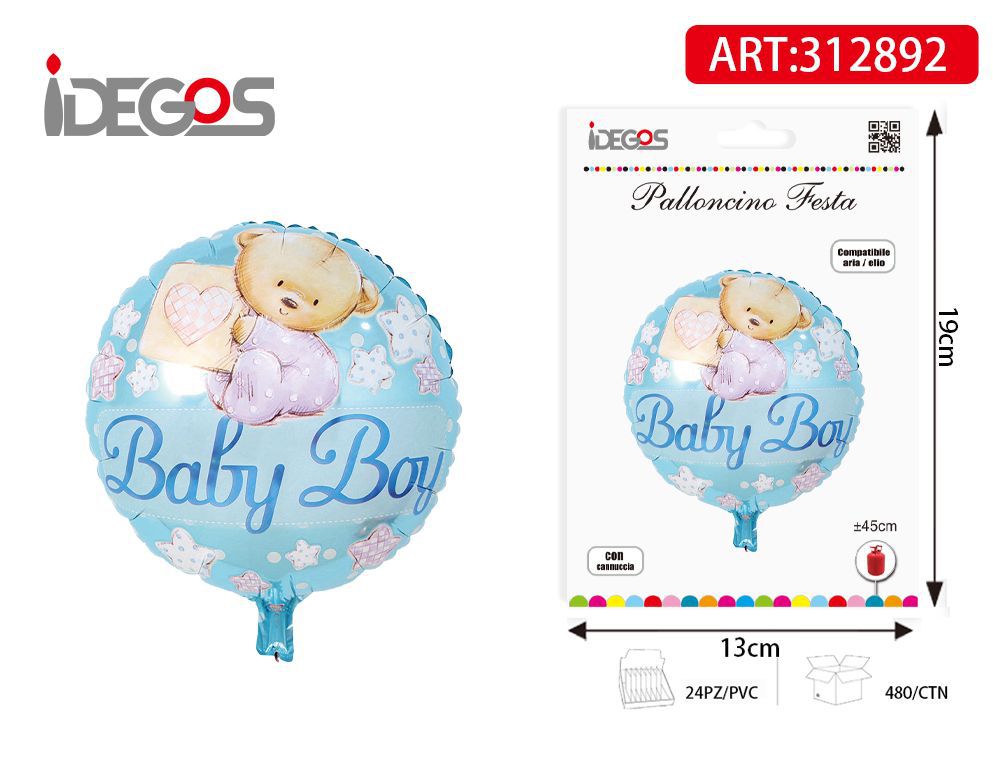 PALLONCINI IN ALLUMINIO CELESTE BOY