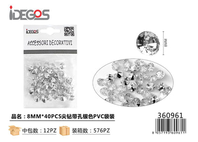 ACC/DECORAZIONE DI STRASS AREGENTO 8MM 40PZ