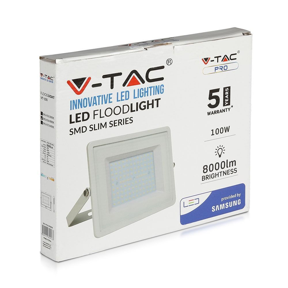 V-TAC PRO Faro LED SMD Chip Samsung 100W Colore Bianco 6500K IP65