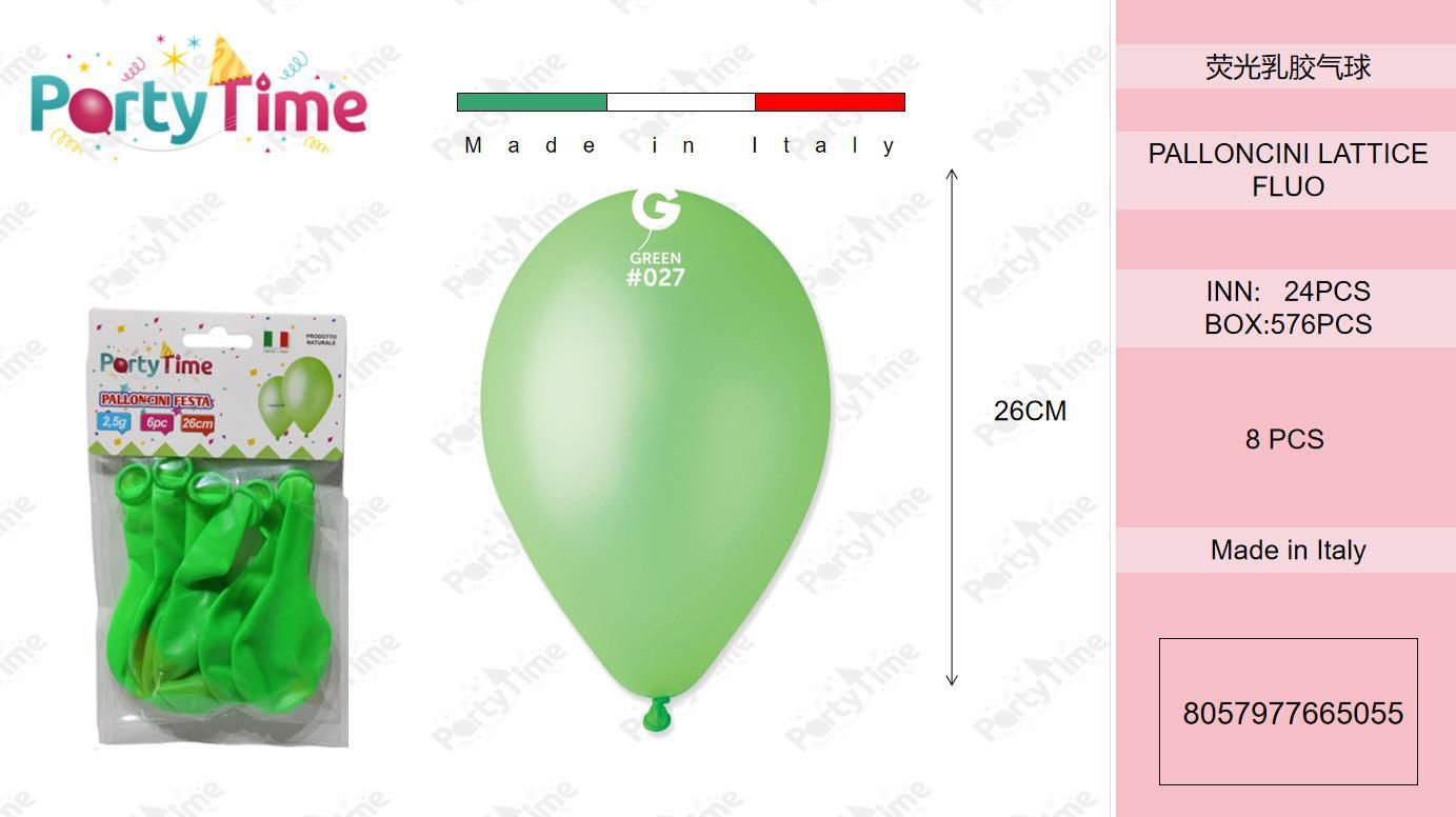 *palloncini gomma fluo 6pz verde