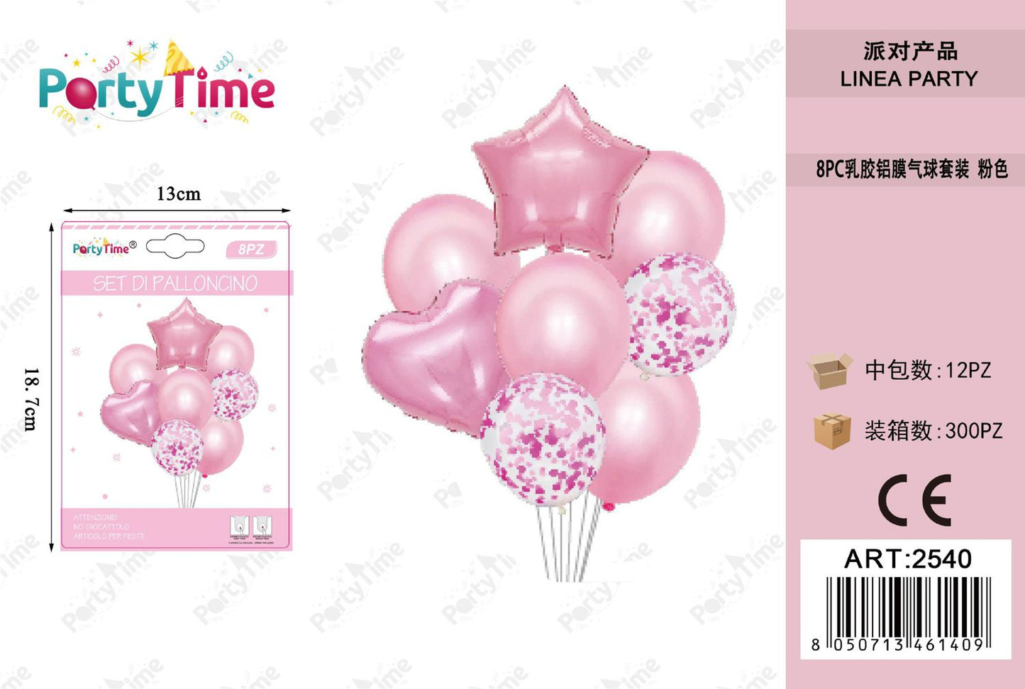 *SET PALLONCINI ROSA STELLA CUORE