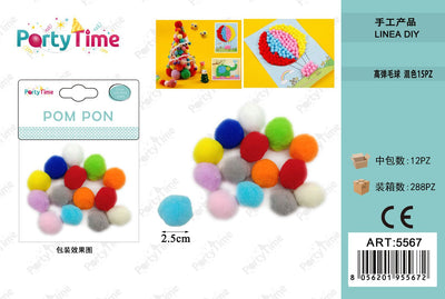 *POM PON 2.5CM 15PZ COLORE MISTO