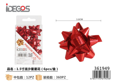 FIOCCO DA REGALO STELLE PET 1.5CM 6PZ