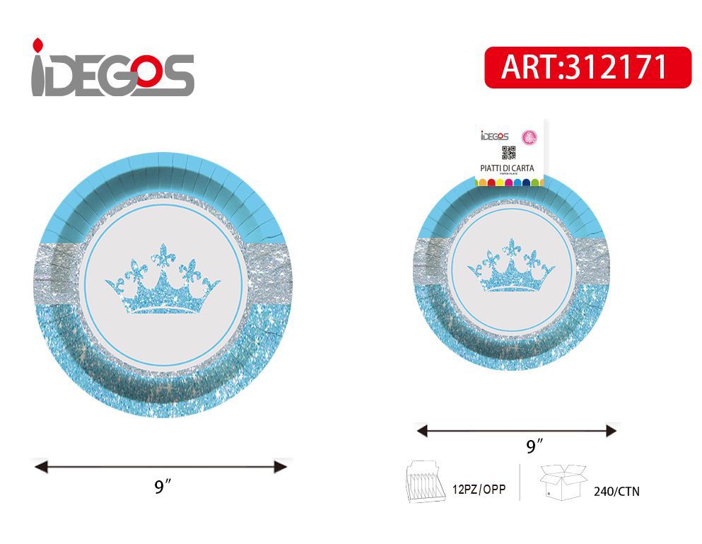 PIATTI DI CARTA ROTONDO 9P CORONA CELESTE