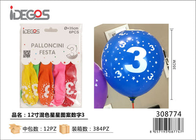 PALLONCINI IN LATTICE N3 COLORATI 12PZ