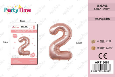 *100cm palloncino oro rosa numero 2