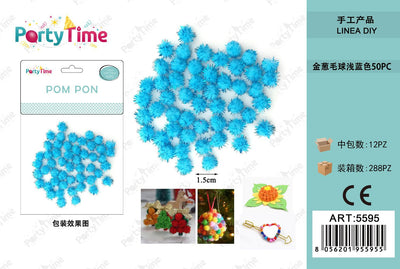 *POM PON 1.5CM 50PZ AZZURO