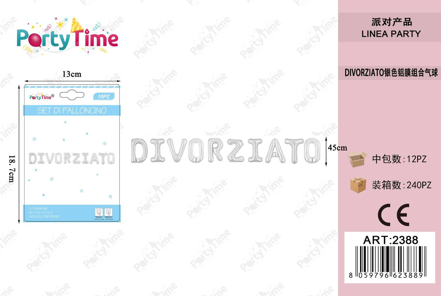 *SET DI PALLONCINO DIVOERZIATO ARGENTO