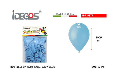 BUSTA DA 50 PALLONCINI BLU BABY