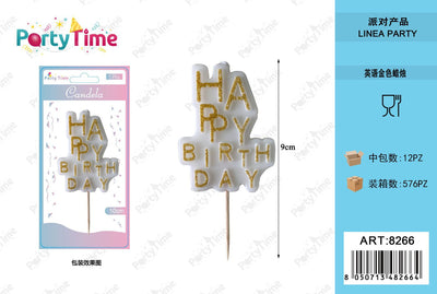 *10cm candela happy birthday colore oro 1pcs