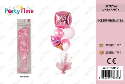 *CENTRO TAVOLA CON PALLONCINI 'BABY GIRL' ROSA