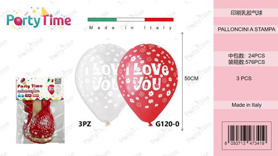 *BUSTINA PALLONCINO PZ3 50CM SAN VALENTINO