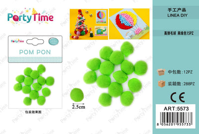 *POM PON 2.5CM 15PZ VERDE