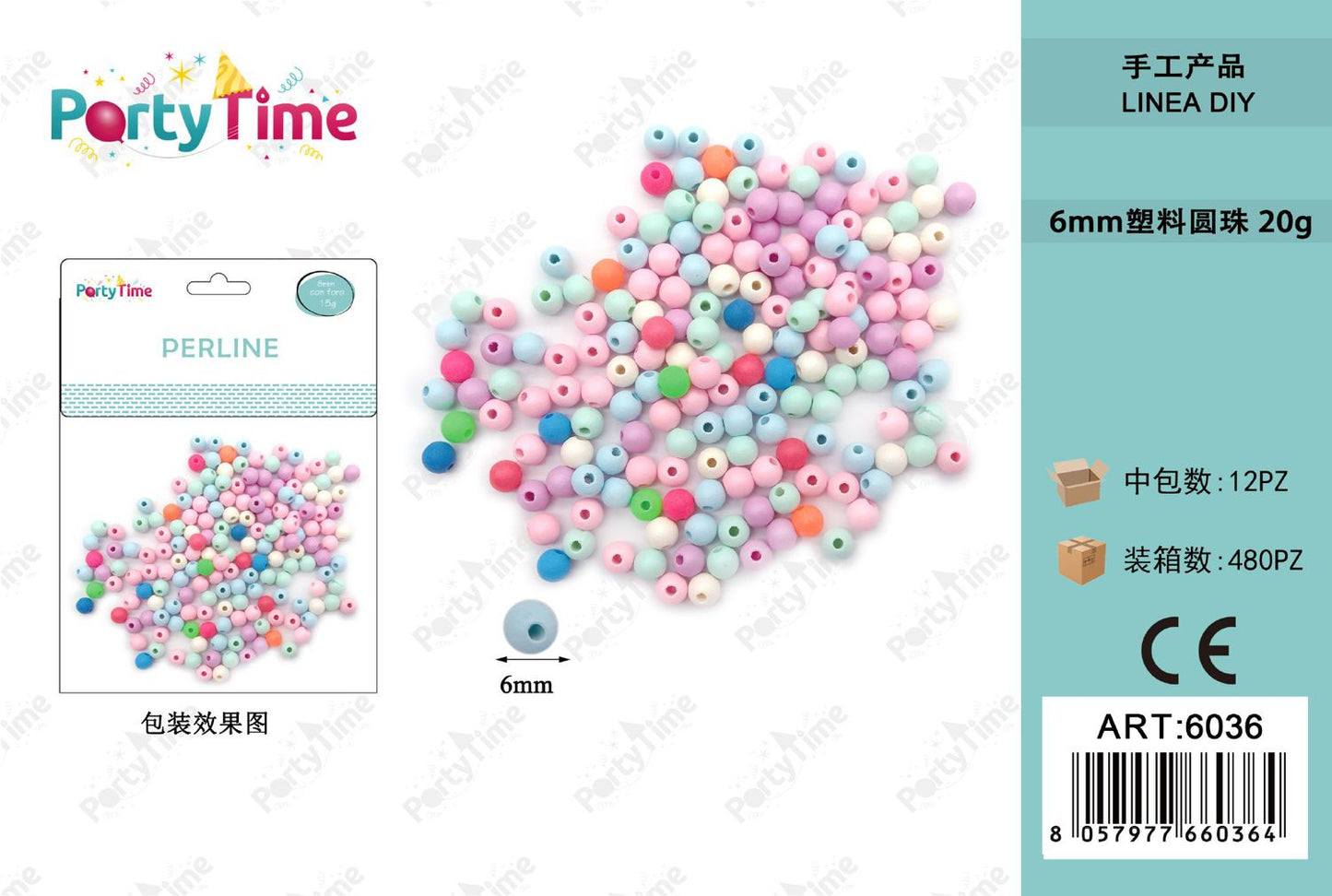 *PERLINE 6mm COLORE MISTO