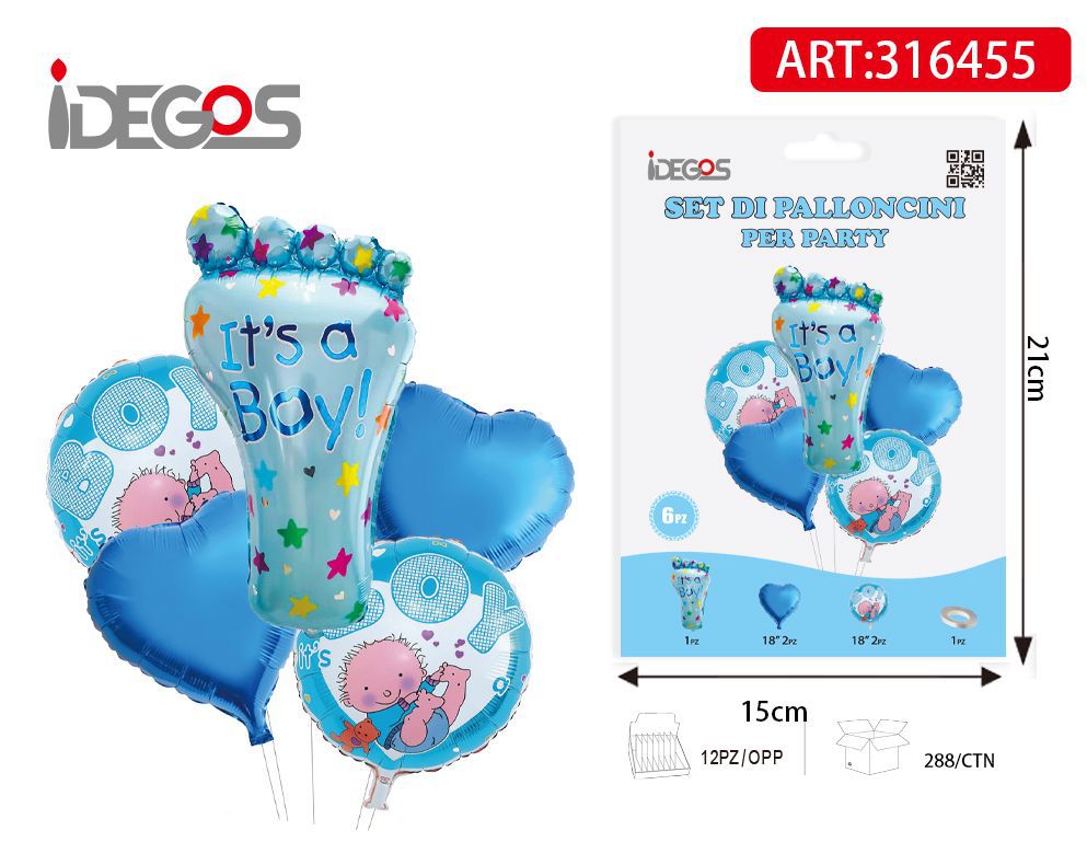 SET DI PALLONCINI CELESTE BOY