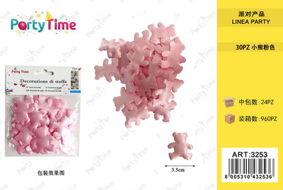 *PETALI DI ROSA A FORMA ORSETTO 3.5CM 30PZ ROSA