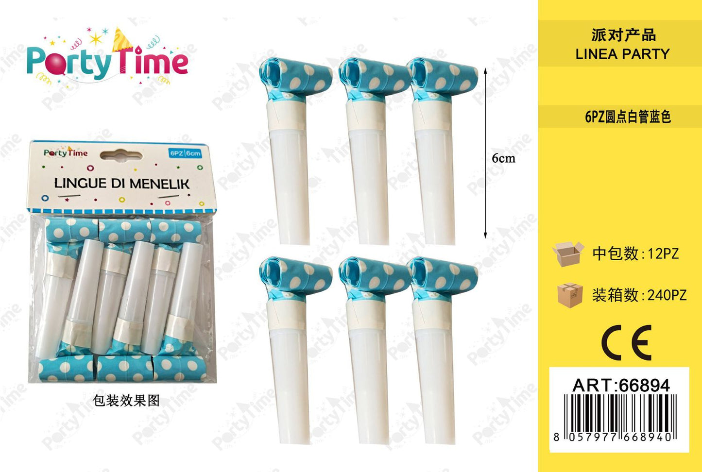 *LINGUE DI MENELIK 6PC 6CM BLUE