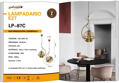 LAMPADARIO DA SOFFITTO/1XE27