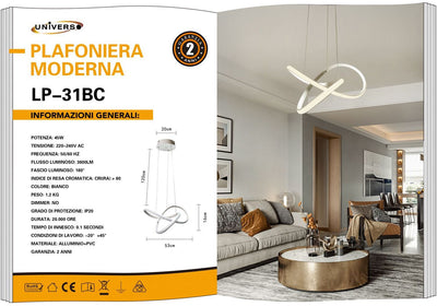 LAMPADARIO DA SOFFITTO/45W/3000K