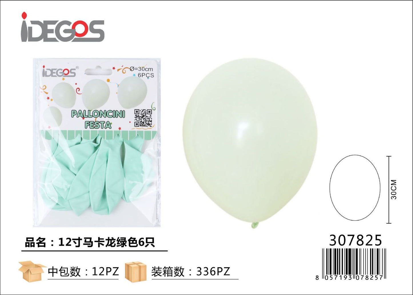 PALLONCINI IN LATTICE COLORE PASTELLO VERDE 6PZ