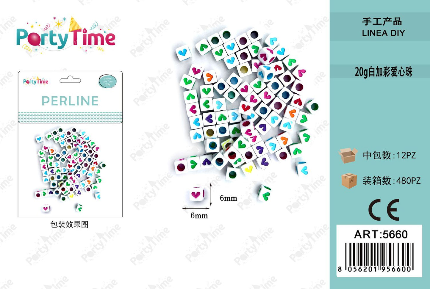 *perline 6*6mm colore misto