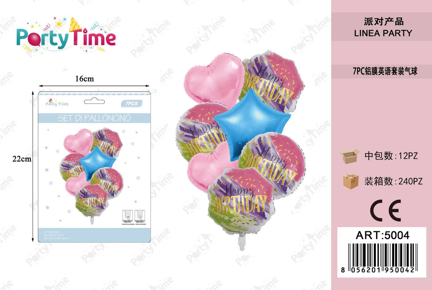 *set di palloncini 'happy birthday' rosa