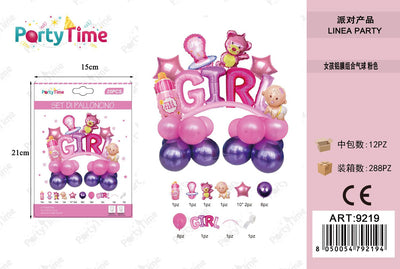 *SET DI PALLONCINI 'GIRL' ROSA 26PZ