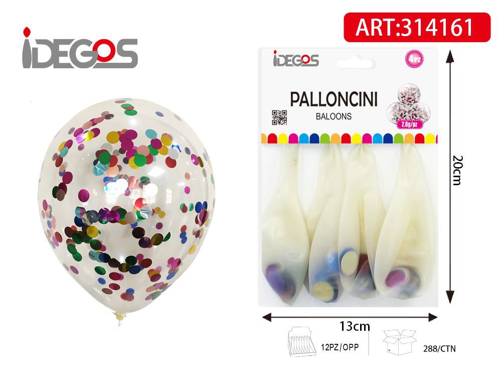 PALLONCINI CORIANDOLI COLORATI 4PZ