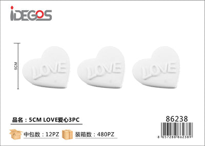 DECORAZIONE 5CM 3PZ LOVE CUORE