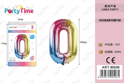 *PALLONCINO mylar color 100cm numero 0