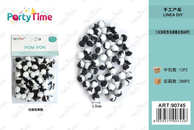 *POM PON BICLORE 1.5CM 60pz