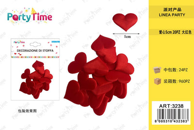 *PETALI DI ROSA A FORMA CUORE 5CM 20PZ ROSSO