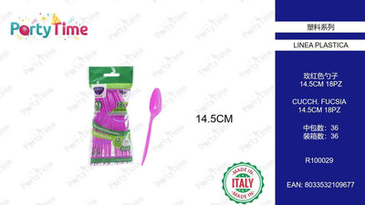 R100029 CUCCHIAINI  RIUTILIZZABILI 18 PZ FUCSIA