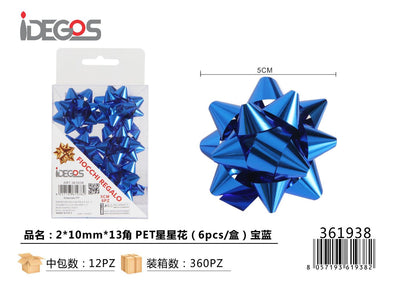 FIOCCO DA REGALO STELLE PET 2*10MM*13 6PZ