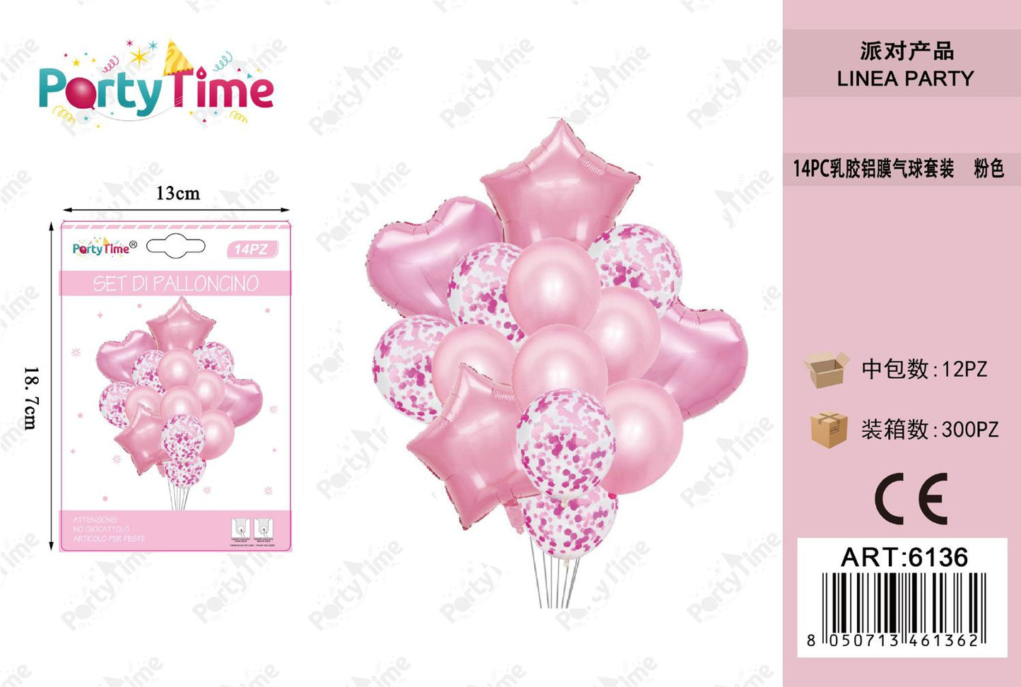 *SET PALLONCINI ROSA STELLA CUORE