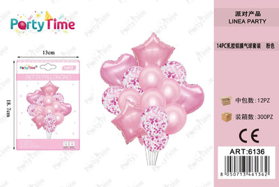 *SET PALLONCINI ROSA STELLA CUORE