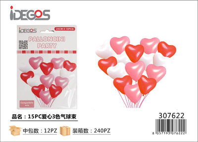 SET DI PALLONCINI 15PZ CUORE