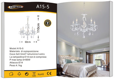 LAMPADARIO DA SOFFITTO 5*E14