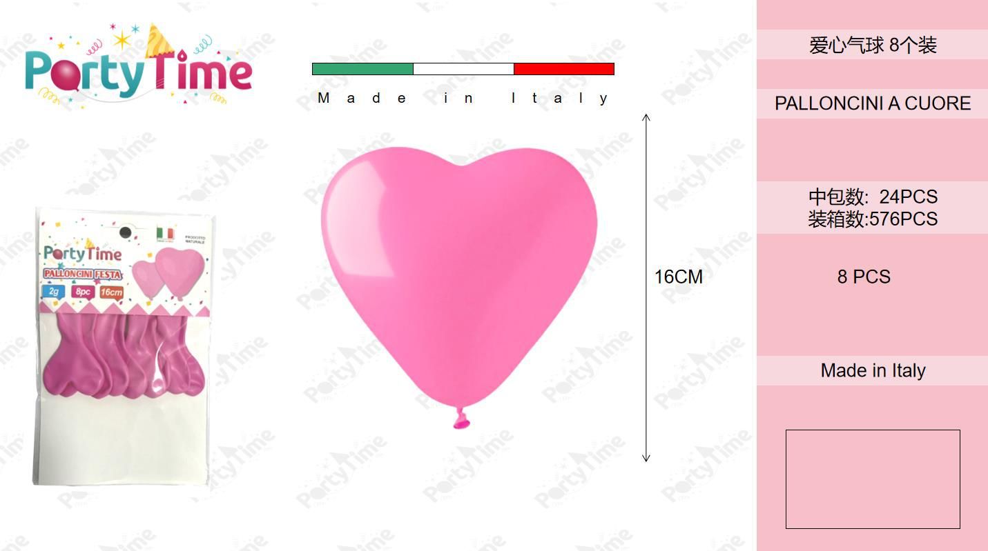 *BUSTINE PALLONCINI DI GOMMA CR6 MINI CUORICINI ROSA 8 PZ