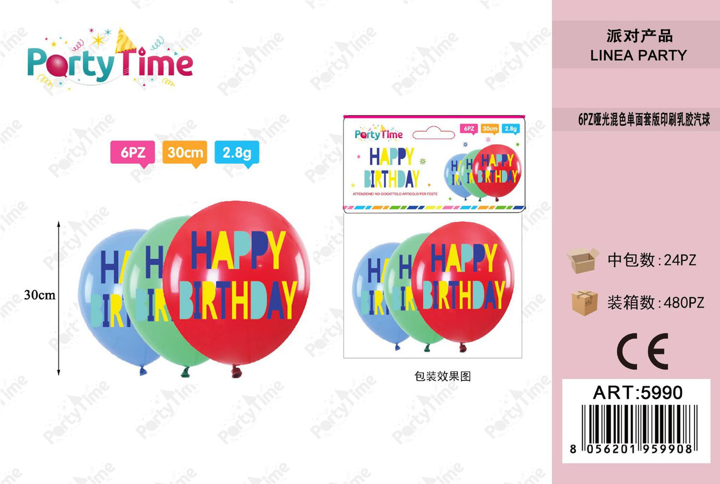 *PALLONCINI 'HAPPY BIRTHDAY' COLORE MISTO