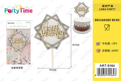 *DECORAZIONE TORTA 'HAPPY BIRTHDAY' AREGNTO