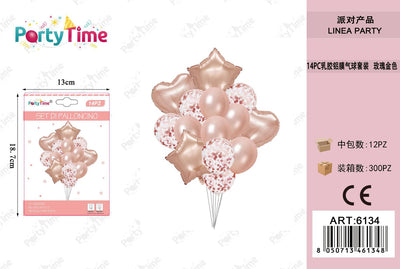 *SET PALLONCINI ROSA ORO STELLA CUORE