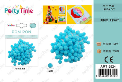 *POM PON 1CM 100PZ AZZURRO