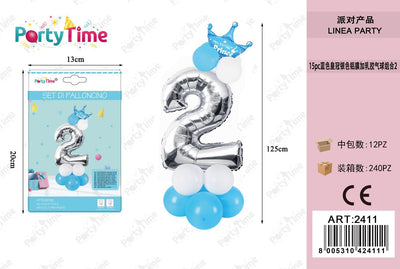 *SET PALLONCINO CORONA BLU NUMERO 2