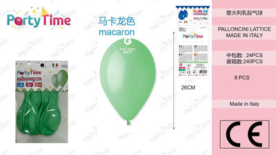 *BUSTA PALLONCINI GOMMA G90 CLASSICO MACAMACARON VERDE MENTA 8 PZ