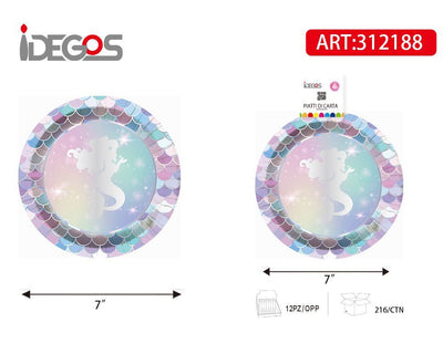 PIATTI DI CARTA 7P SIRENA 8PZ