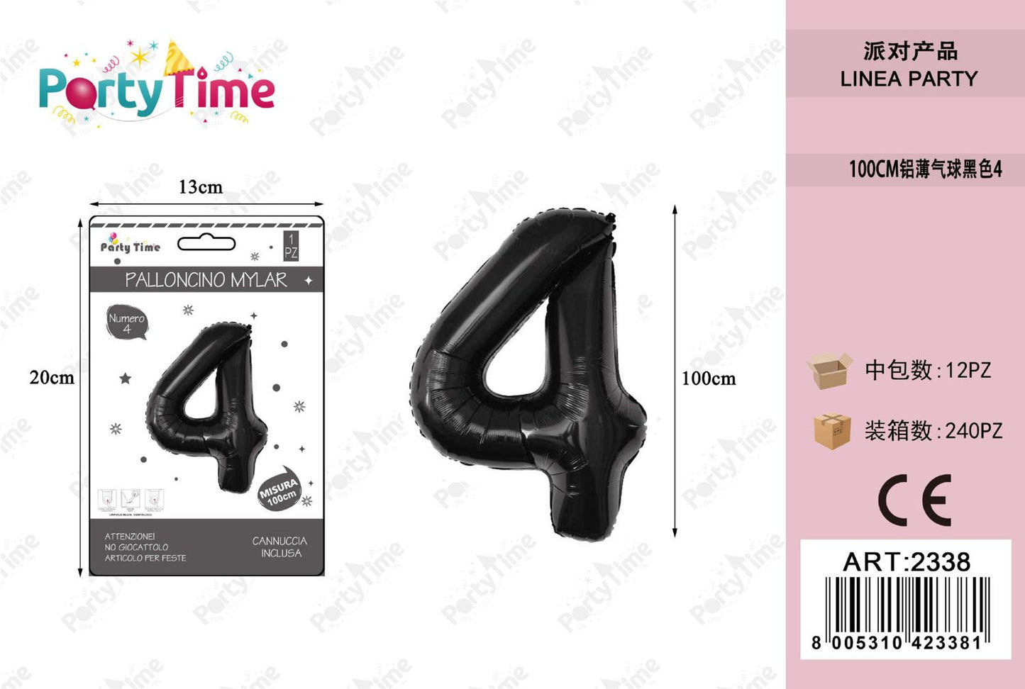 *100CM PALLONCINO ALLUMINIO NERO 4