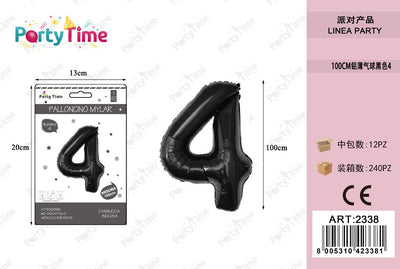 *100CM PALLONCINO ALLUMINIO NERO 4