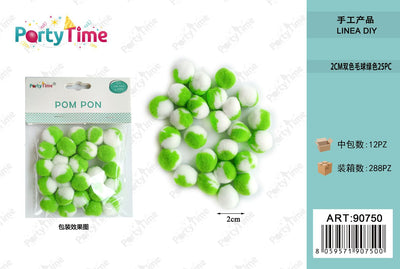 *POM PON BICLORE 2CM 25PZ